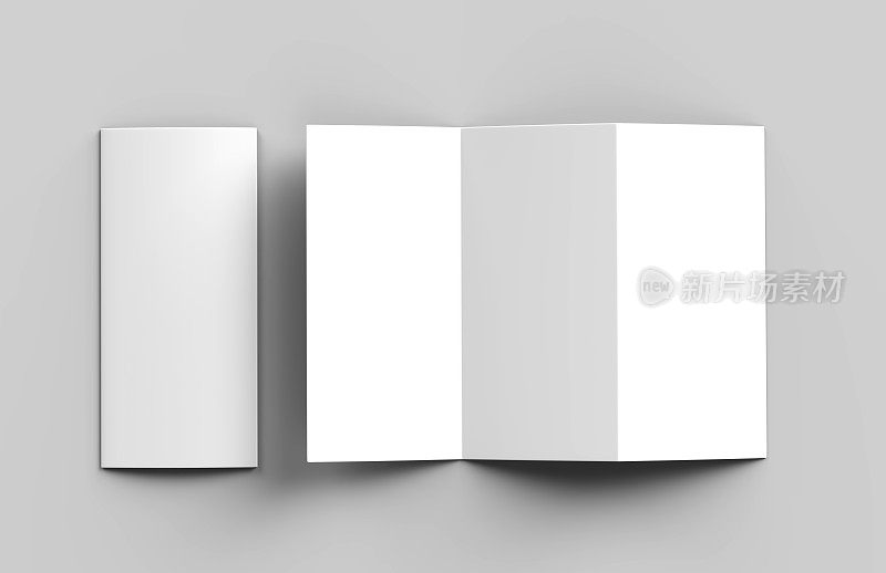 空白空白z折叠三折叠宣传册模拟模板设计。3 d渲染插图。